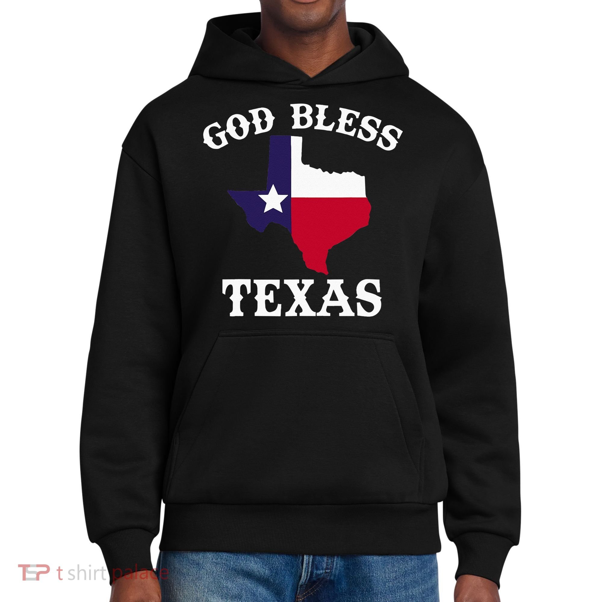 Texas Flag Patriotic Texan Pride God Bless Texas District V.I.T. Heavyweight Hoodie