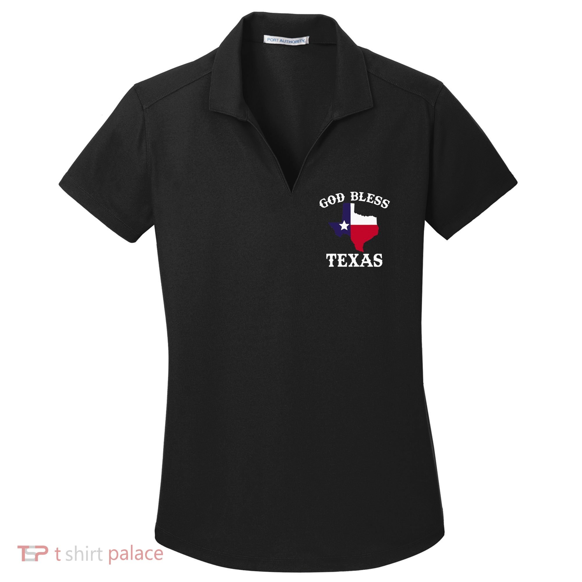 Texas Flag Patriotic Texan Pride God Bless Texas Women's Dry Zone Grid Polo