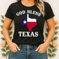Texas Flag Patriotic Texan Pride God Bless Texas Women's T-Shirt thumb 2