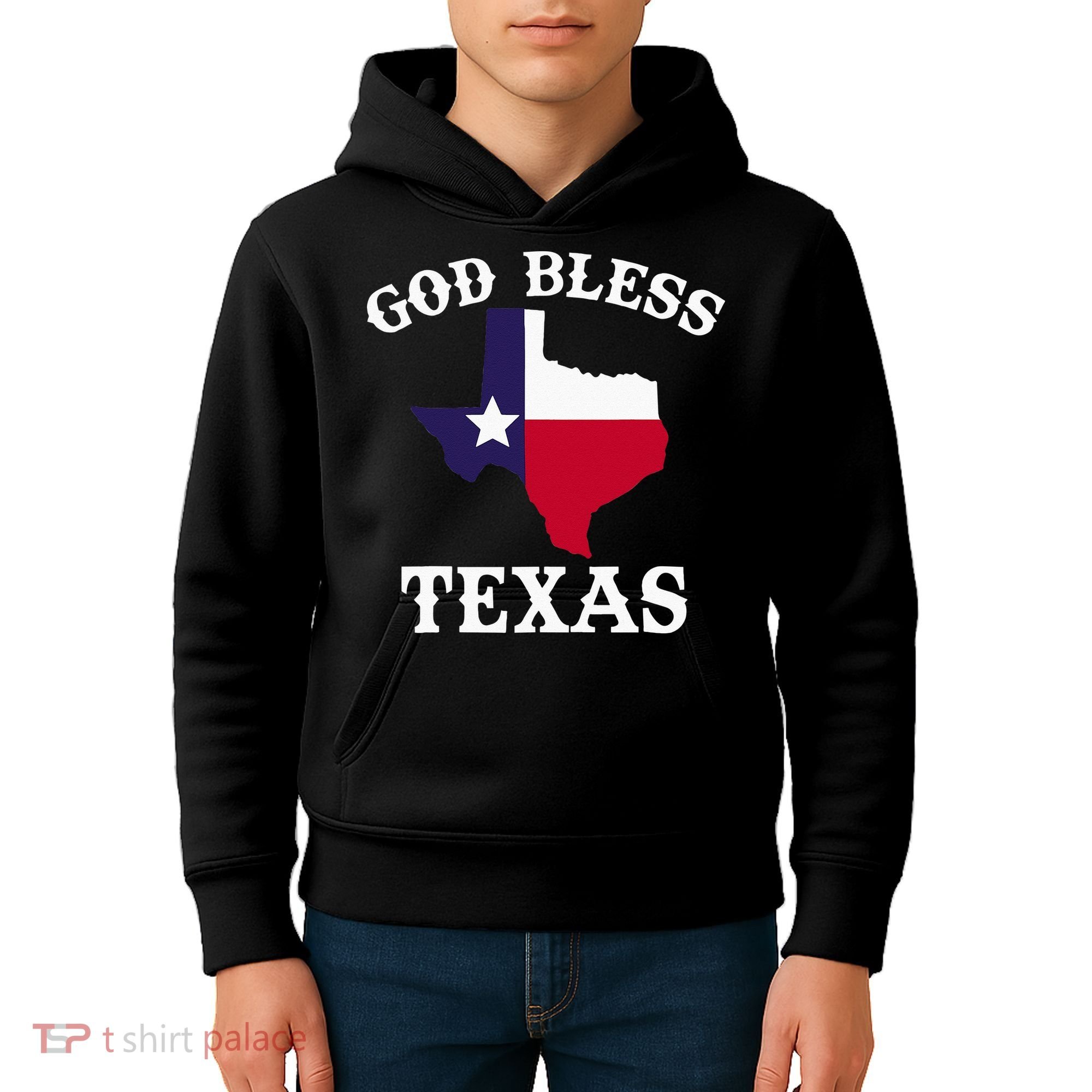 Texas Flag Patriotic Texan Pride God Bless Texas Kids Hoodie