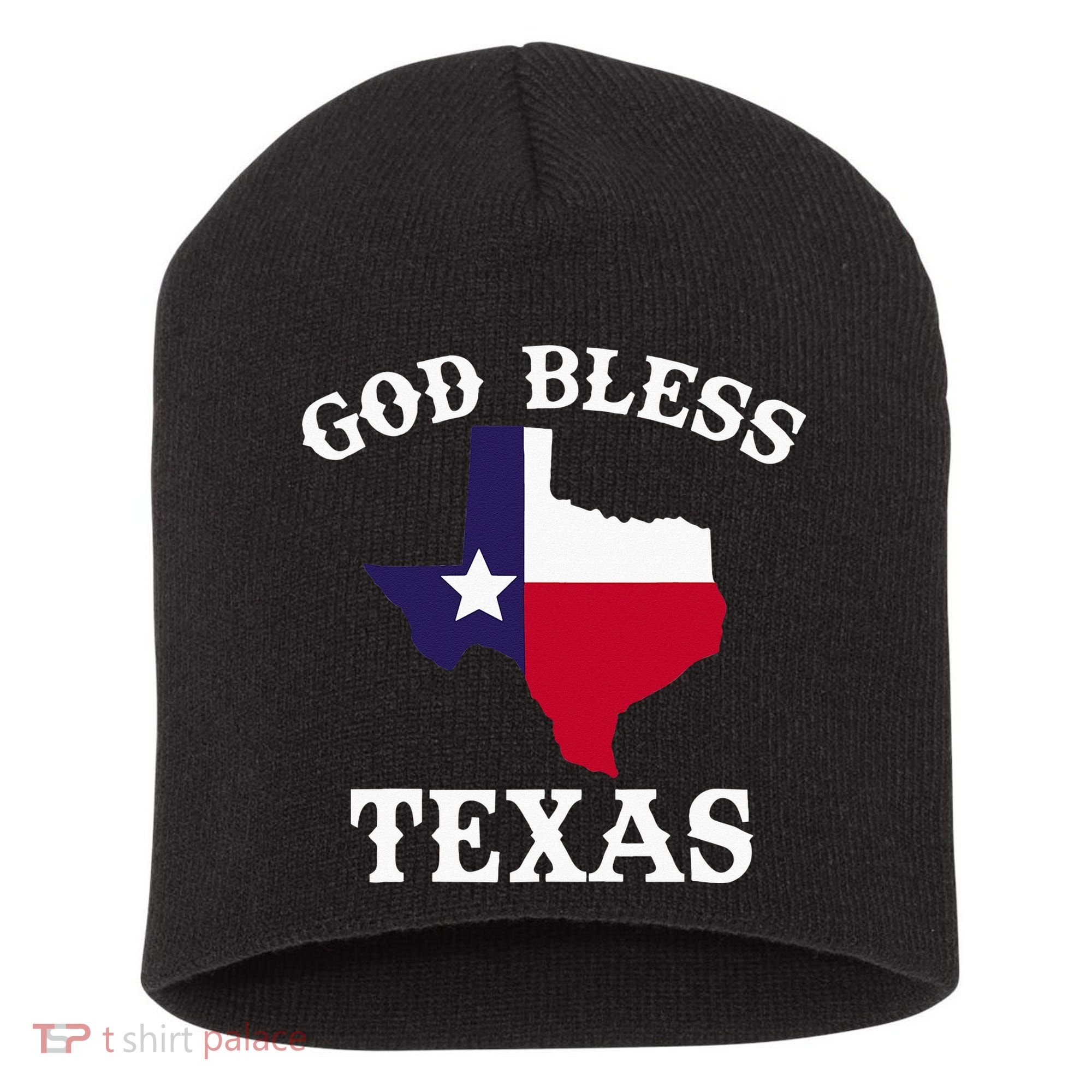 Texas Flag Patriotic Texan Pride God Bless Texas Short Acrylic Beanie