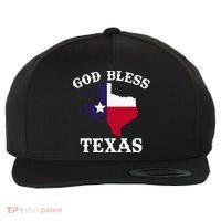 Texas Flag Patriotic Texan Pride God Bless Texas Wool Snapback Cap thumb 0