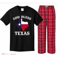 Texas Flag Patriotic Texan Pride God Bless Texas Kids Plaid Pajama Set thumb 0