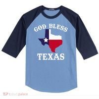 Texas Flag Patriotic Texan Pride God Bless Texas Raglan Baseball Sleeve Shirt thumb 0