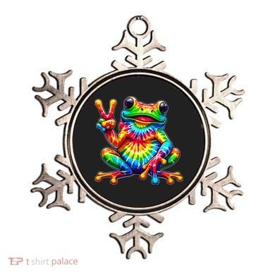 Tiedye Frog Peace Sign Hippie Ornament