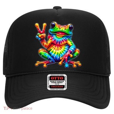 Tiedye Frog Peace Sign Hippie Hat