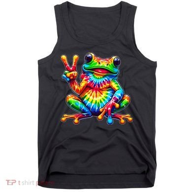 Tiedye Frog Peace Sign Hippie Tank Top