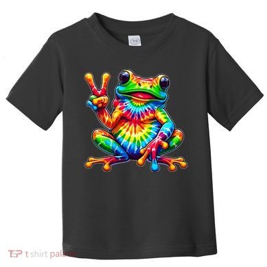 Tiedye Frog Peace Sign Hippie Toddler T-Shirt
