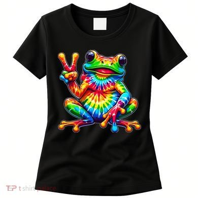 Tiedye Frog Peace Sign Hippie Women's T-Shirt