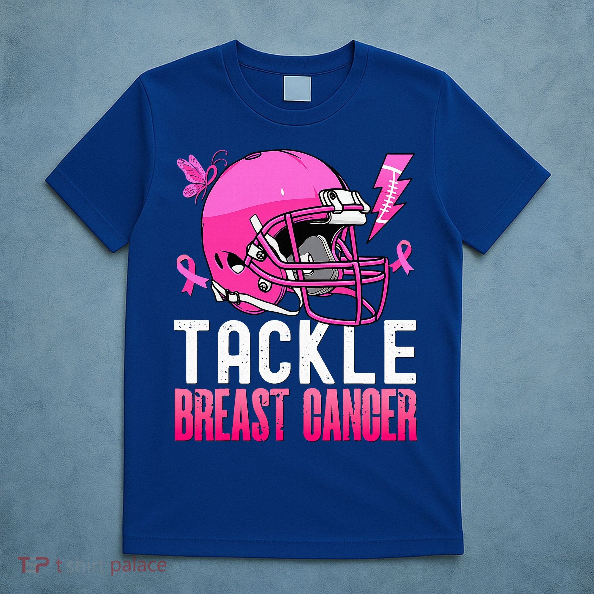 Tackle Football Pink Ribbon Breast Cancer Awareness T-Shirt