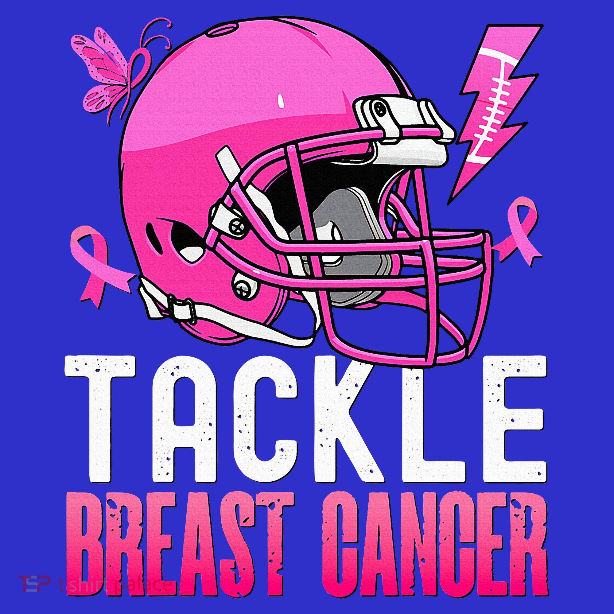 Tackle Football Pink Ribbon Breast Cancer Awareness T-Shirt