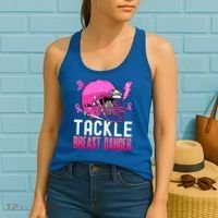 Tackle Football Pink Ribbon Breast Cancer Awareness Women's Tank Top thumb 2