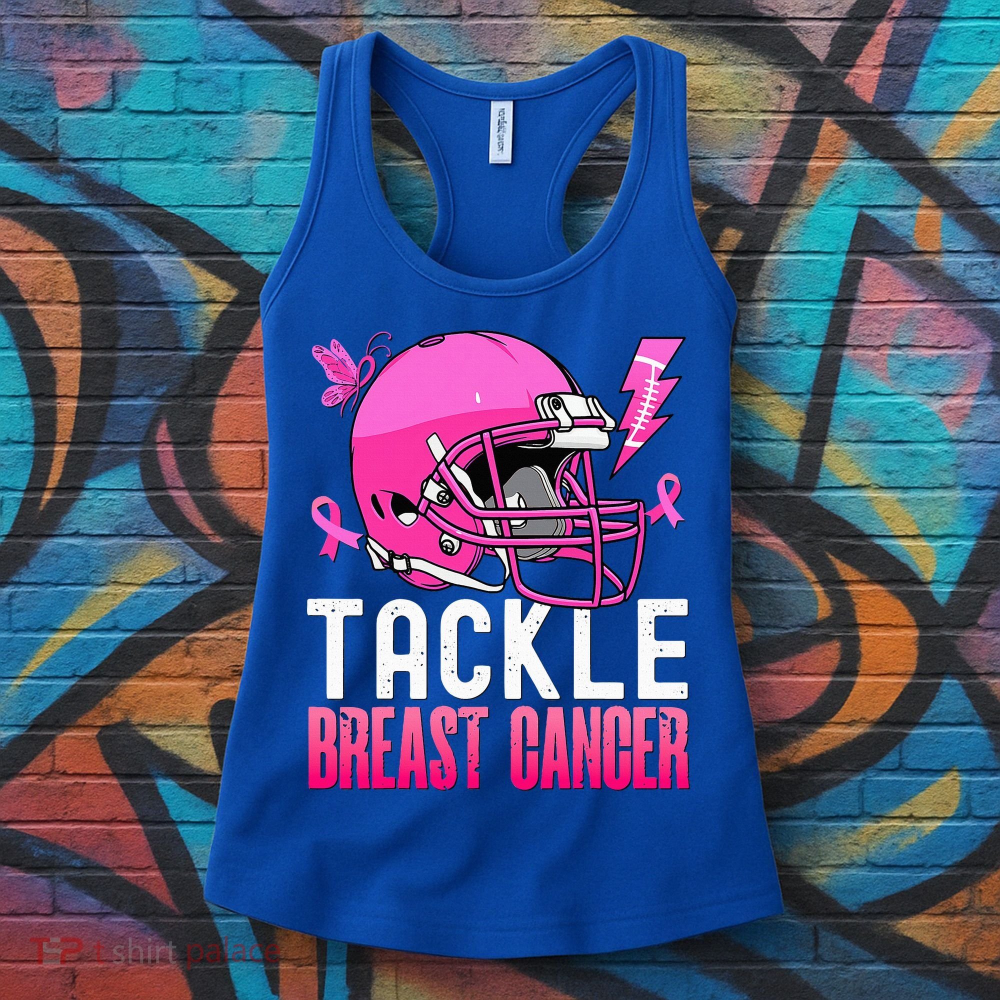 Tackle Football Pink Ribbon Breast Cancer Awareness Women's Tank Top