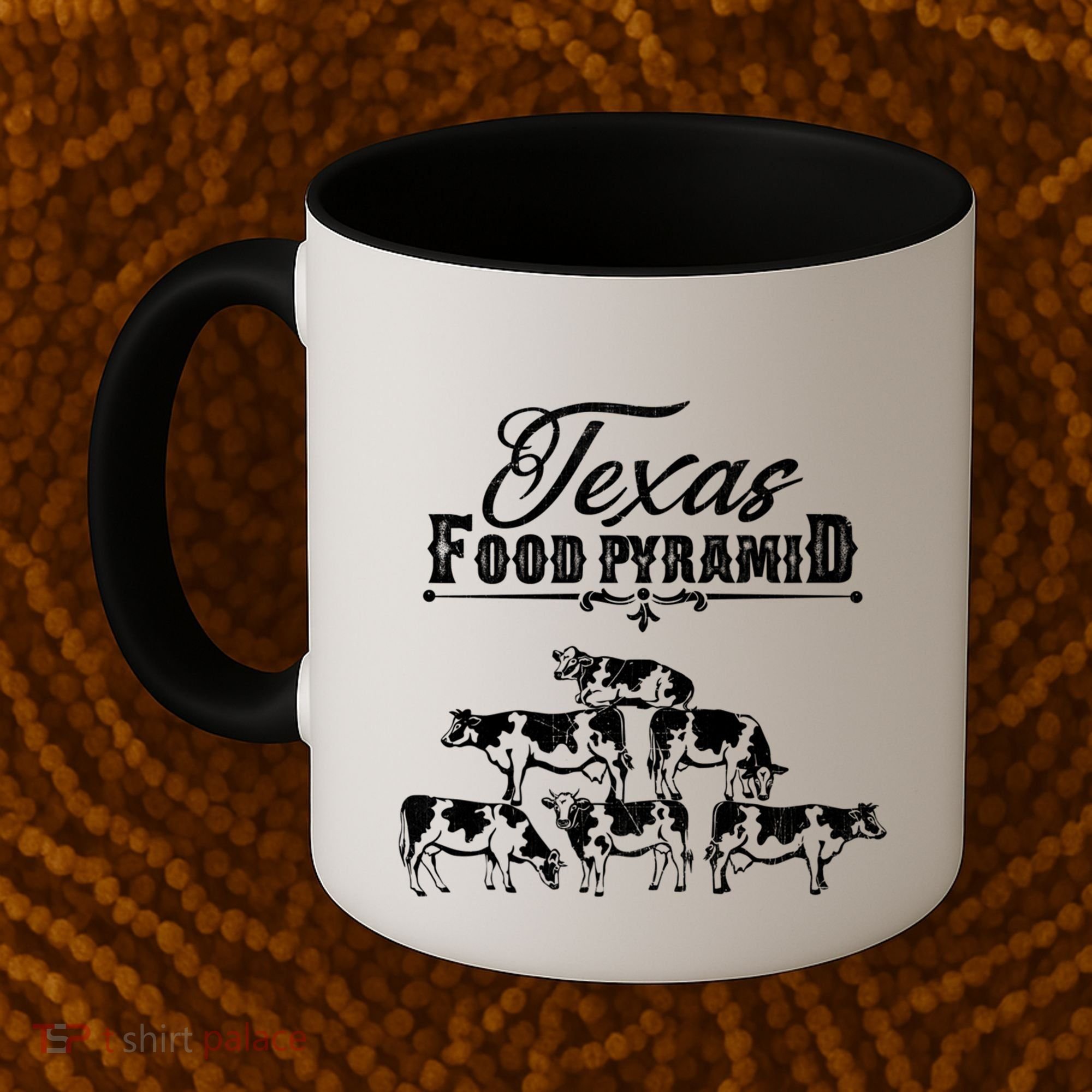 Texas Food Pyramid Funny Cow Pyramid Tee Gift Coffee Mug