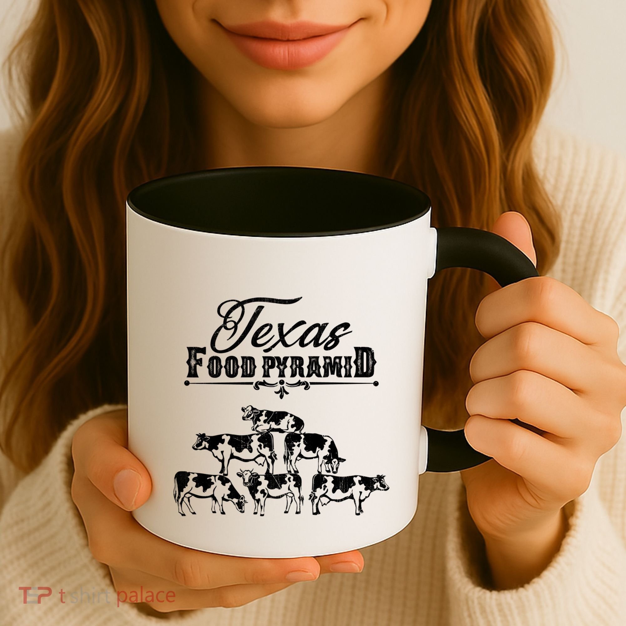 Texas Food Pyramid Funny Cow Pyramid Tee Gift Coffee Mug