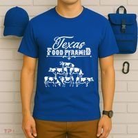 Texas Food Pyramid Funny Cow Pyramid Tee Gift T-Shirt thumb 6