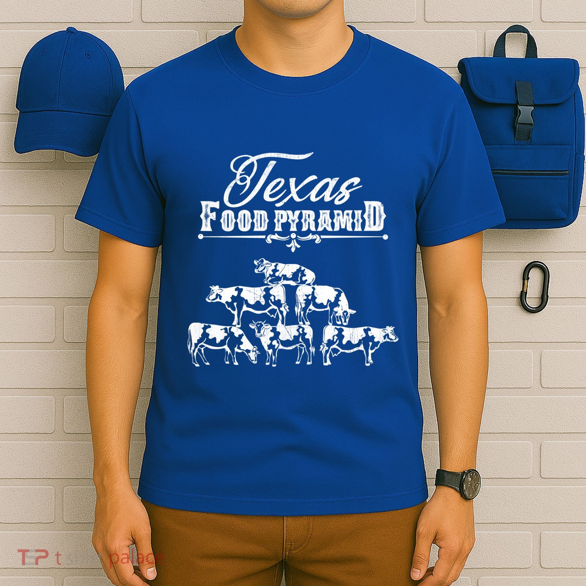 Texas Food Pyramid Funny Cow Pyramid Tee Gift T-Shirt