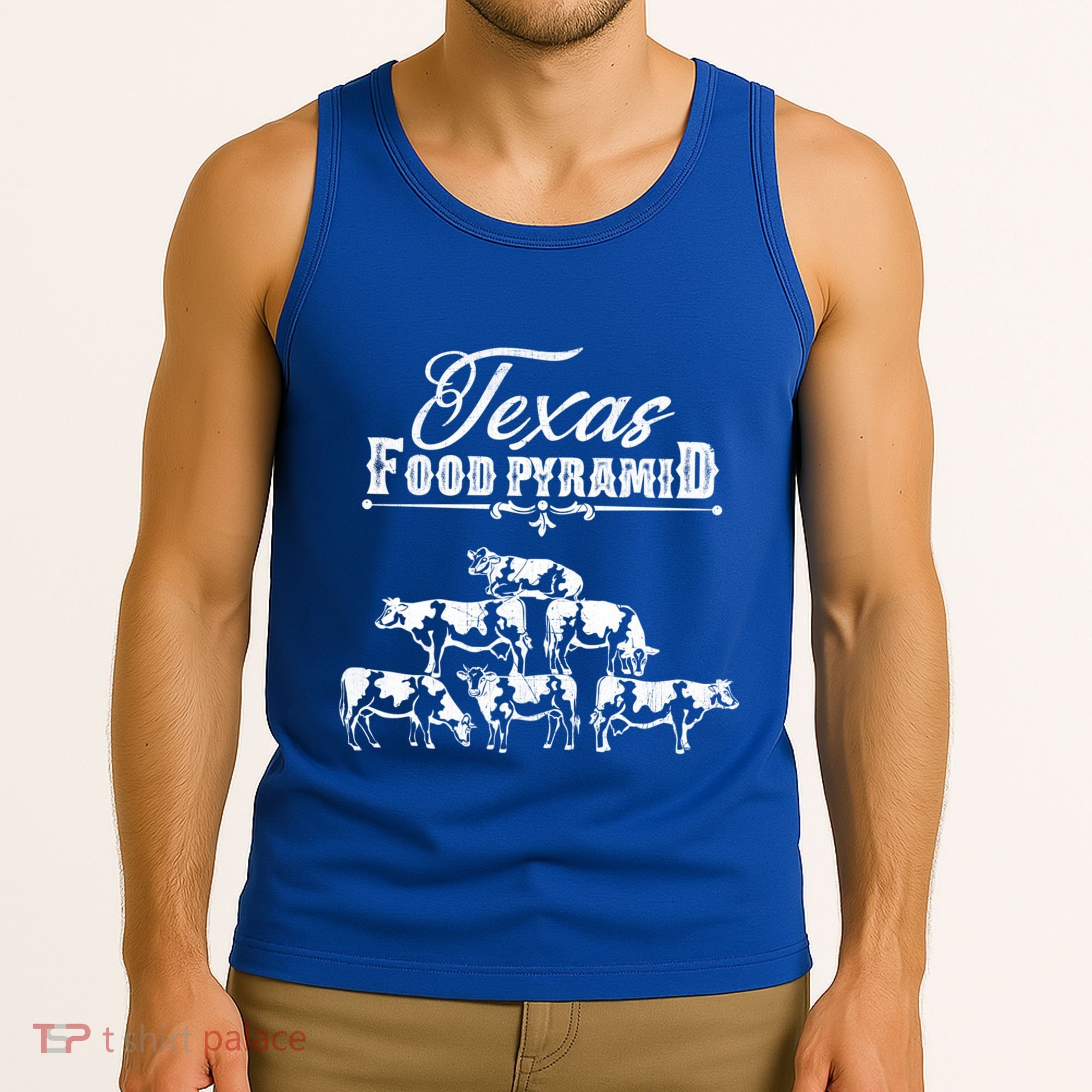Texas Food Pyramid Funny Cow Pyramid Tee Gift Tank Top