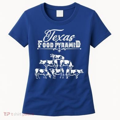 Texas Food Pyramid Funny Cow Pyramid Tee Gift Women's T-Shirt