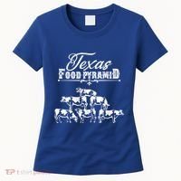 Texas Food Pyramid Funny Cow Pyramid Tee Gift Women's T-Shirt thumb 0
