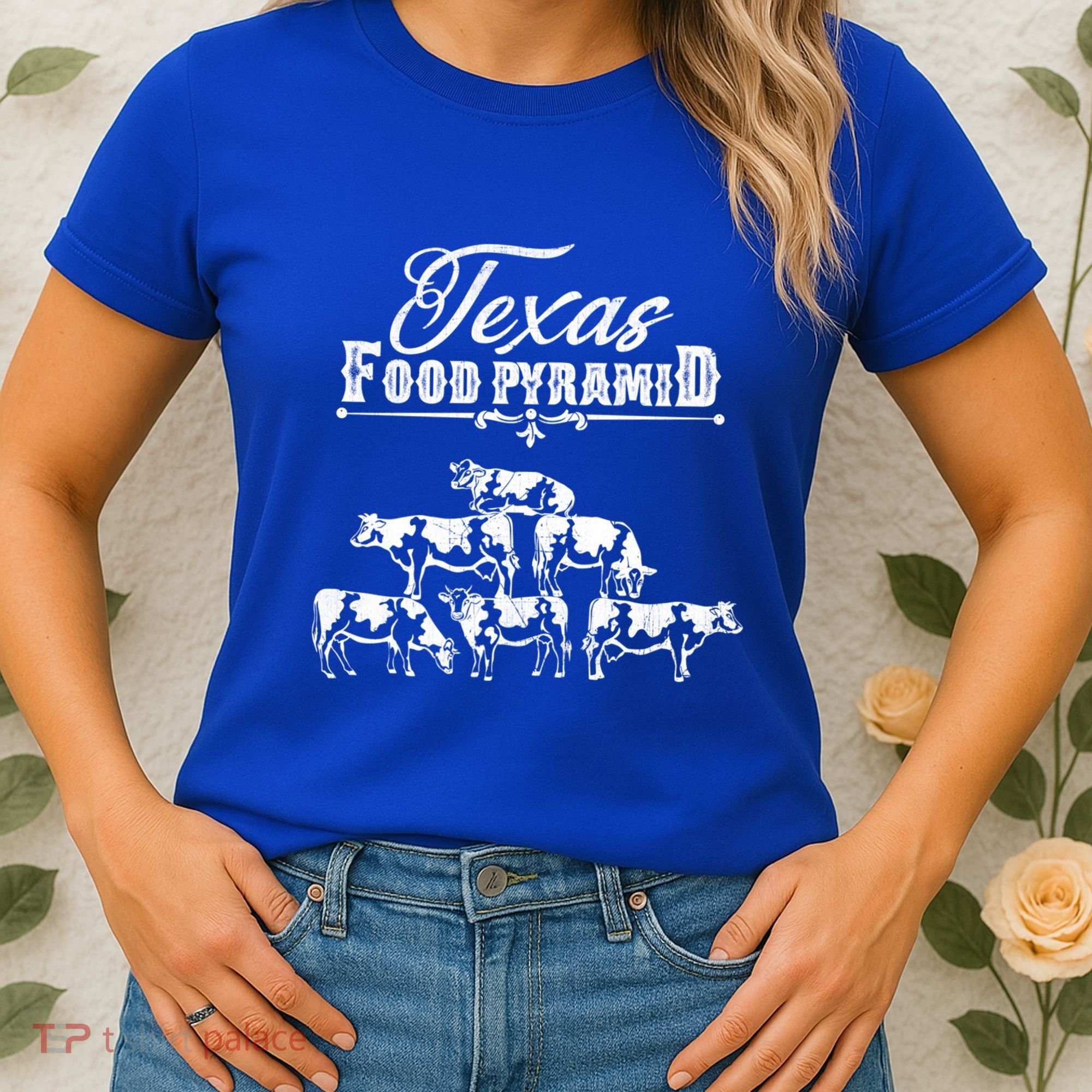 Texas Food Pyramid Funny Cow Pyramid Tee Gift Women's T-Shirt
