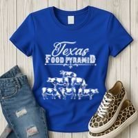 Texas Food Pyramid Funny Cow Pyramid Tee Gift Women's T-Shirt thumb 3