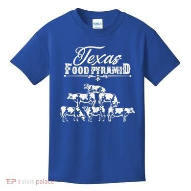 Texas Food Pyramid Funny Cow Pyramid Tee Gift Kids T-Shirt