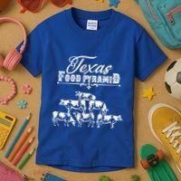 Texas Food Pyramid Funny Cow Pyramid Tee Gift Kids T-Shirt thumb 3