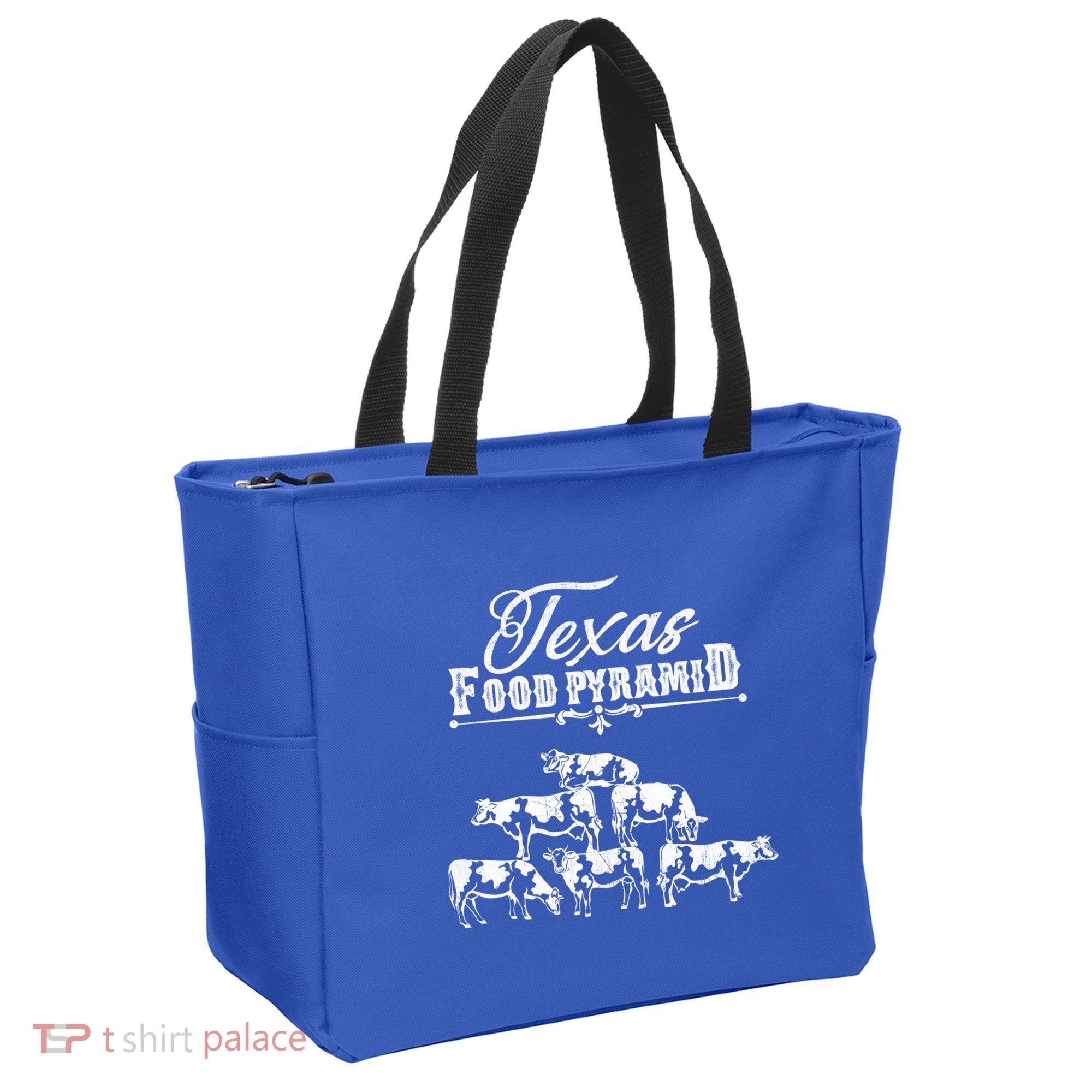 Texas Food Pyramid Funny Cow Pyramid Tee Gift Tote Bag