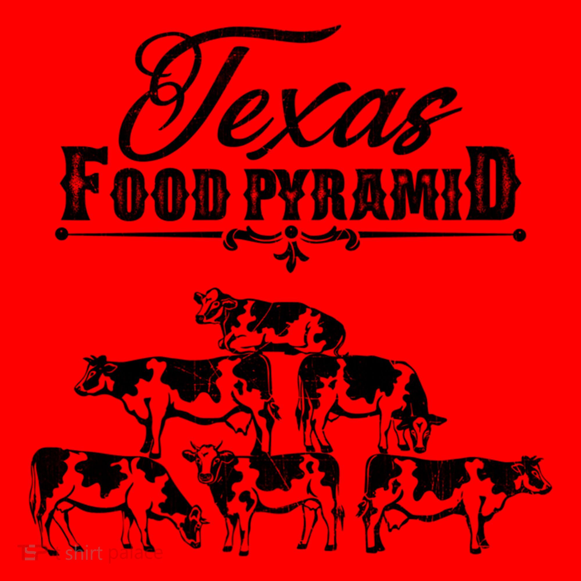 Texas Food Pyramid Funny Cow Pyramid Tee Gift Santa Hat