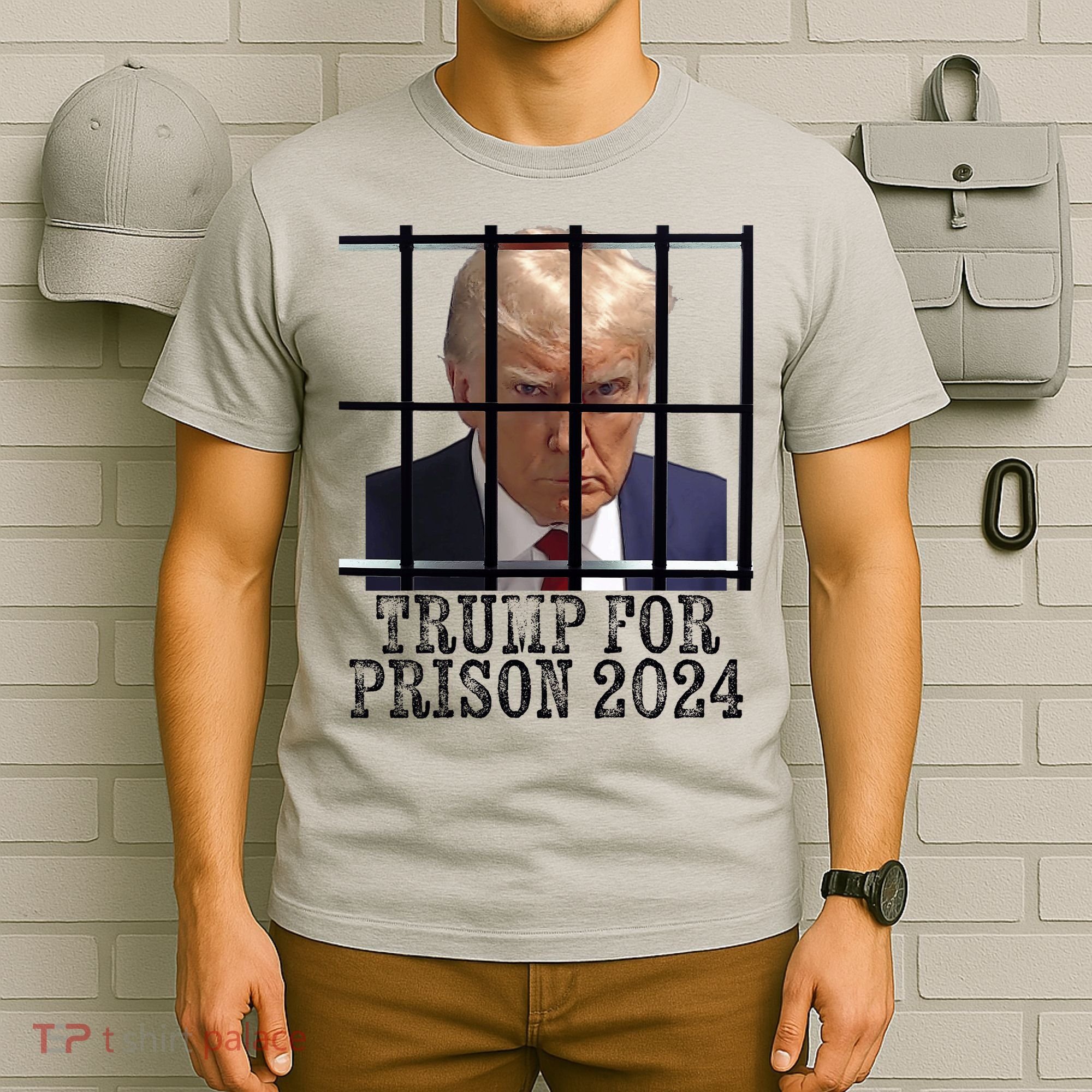 Trump For Prison 2024 Mugshot Election Parody Behind Bars T-Shirt