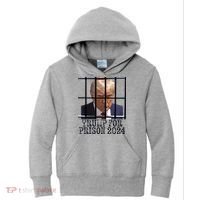 Trump For Prison 2024 Mugshot Election Parody Behind Bars Kids Hoodie thumb 0