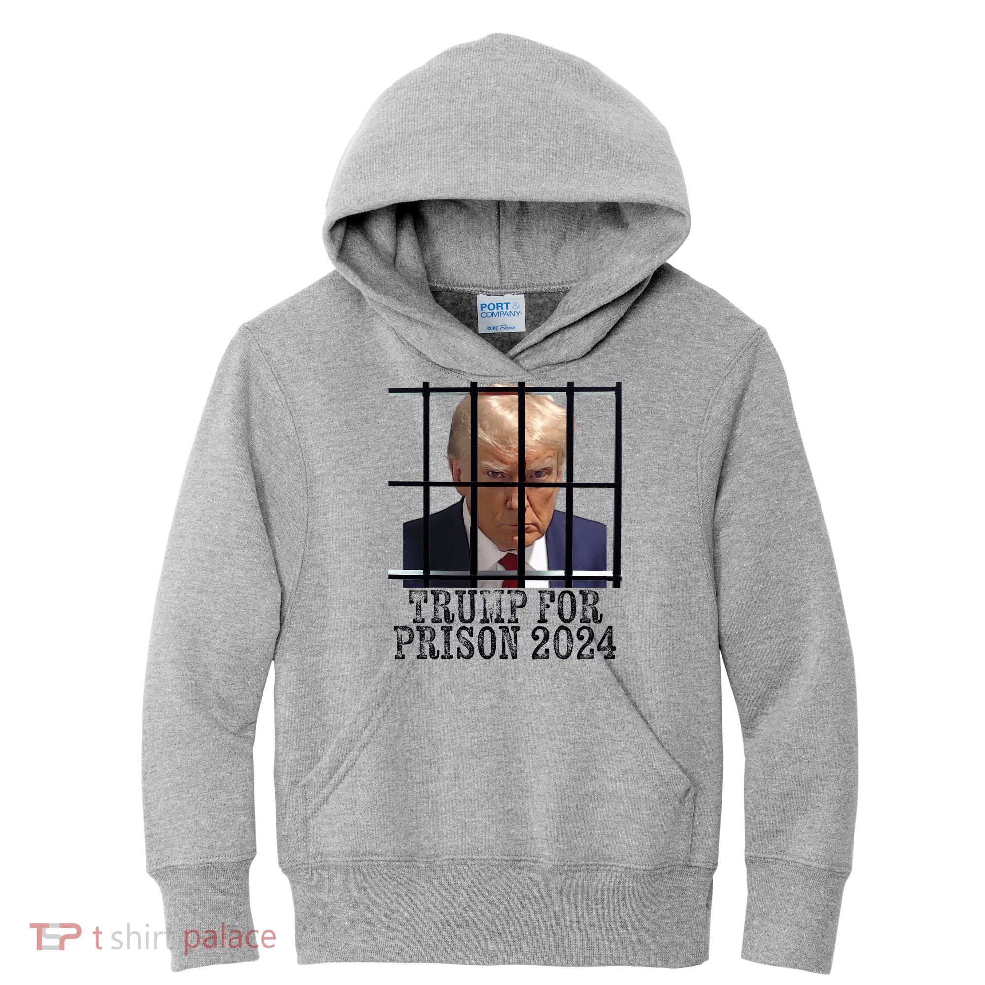 Trump For Prison 2024 Mugshot Election Parody Behind Bars Kids Hoodie