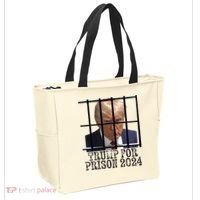 Trump For Prison 2024 Mugshot Election Parody Behind Bars Tote Bag thumb 2