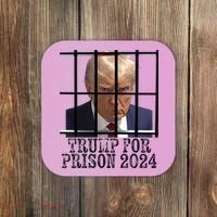 Trump For Prison 2024 Mugshot Election Parody Behind Bars Coaster thumb 0