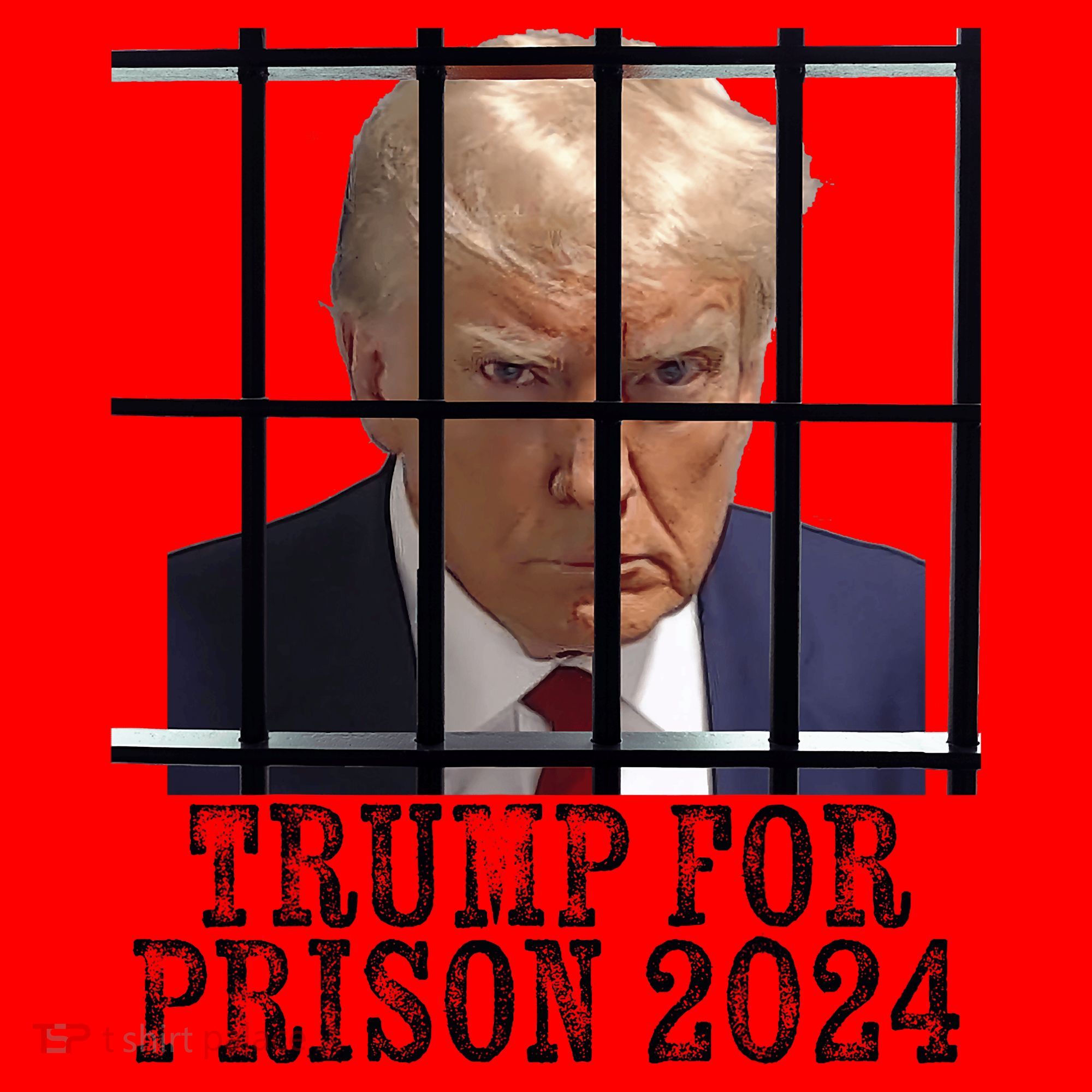 Trump For Prison 2024 Mugshot Election Parody Behind Bars Santa Hat