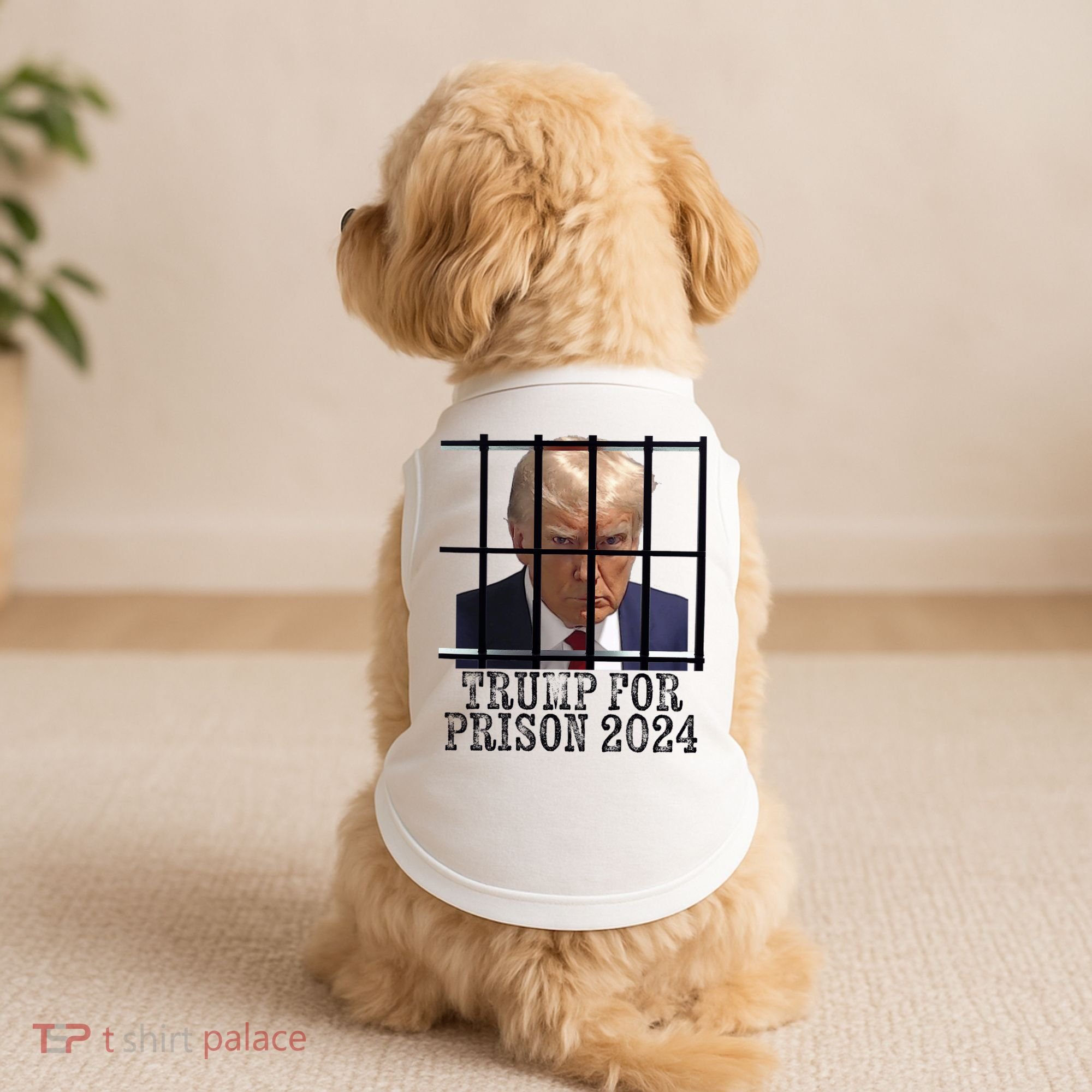 Trump For Prison 2024 Mugshot Election Parody Behind Bars Doggie Tank