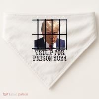 Trump For Prison 2024 Mugshot Election Parody Behind Bars USA-Made Doggie Bandana thumb 0