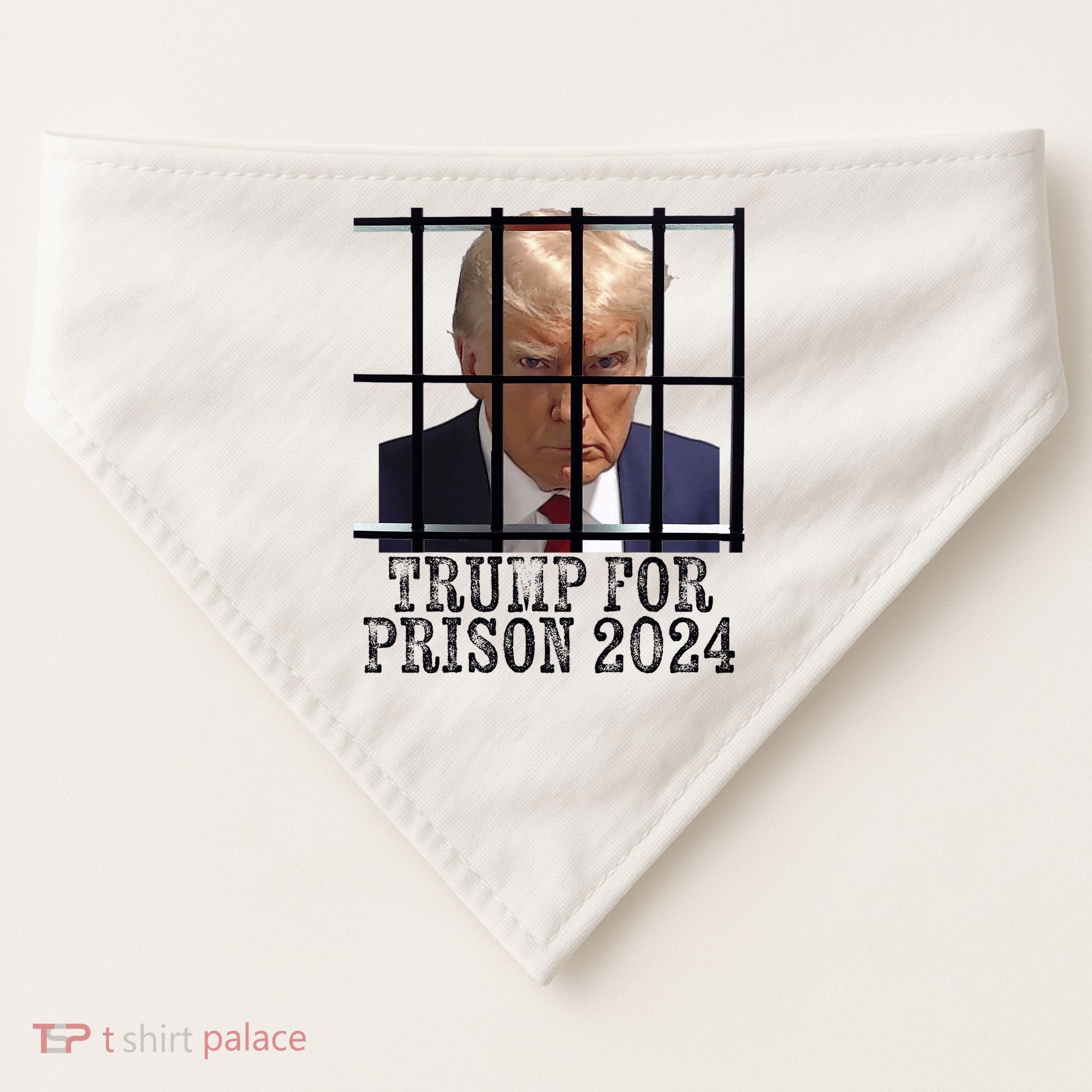 Trump For Prison 2024 Mugshot Election Parody Behind Bars USA-Made Doggie Bandana