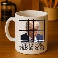 Trump For Prison 2024 Mugshot Election Parody Behind Bars Coffee Mug thumb 4