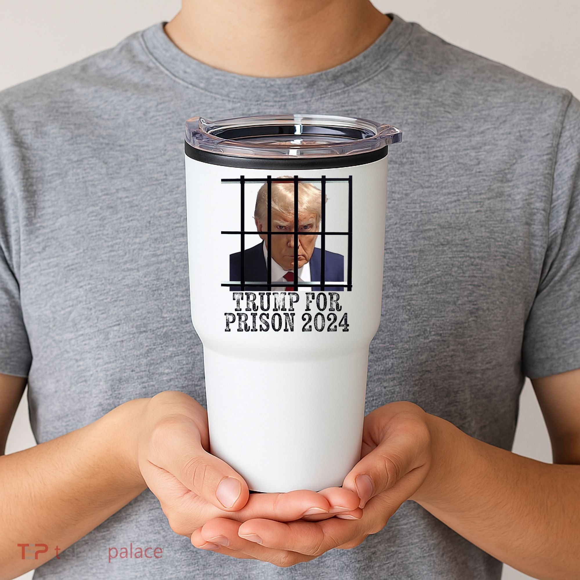 Trump For Prison 2024 Mugshot Election Parody Behind Bars Tumbler