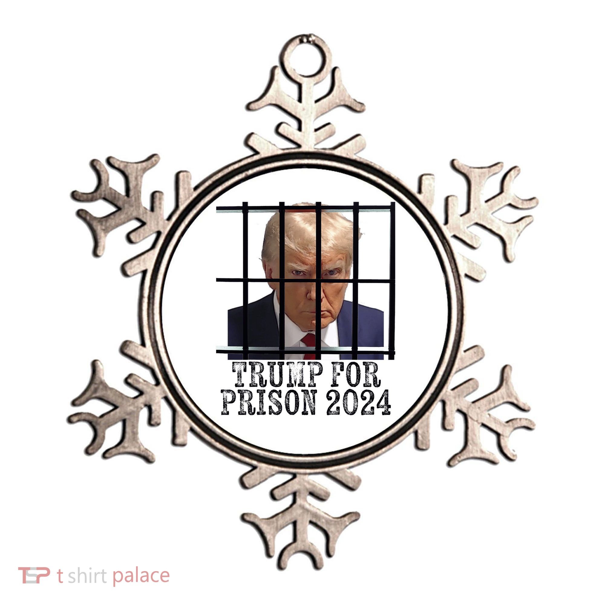 Trump For Prison 2024 Mugshot Election Parody Behind Bars Ornament