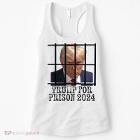 Trump For Prison 2024 Mugshot Election Parody Behind Bars Women's Tank Top thumb 0