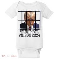 Trump For Prison 2024 Mugshot Election Parody Behind Bars Baby Bodysuit thumb 0