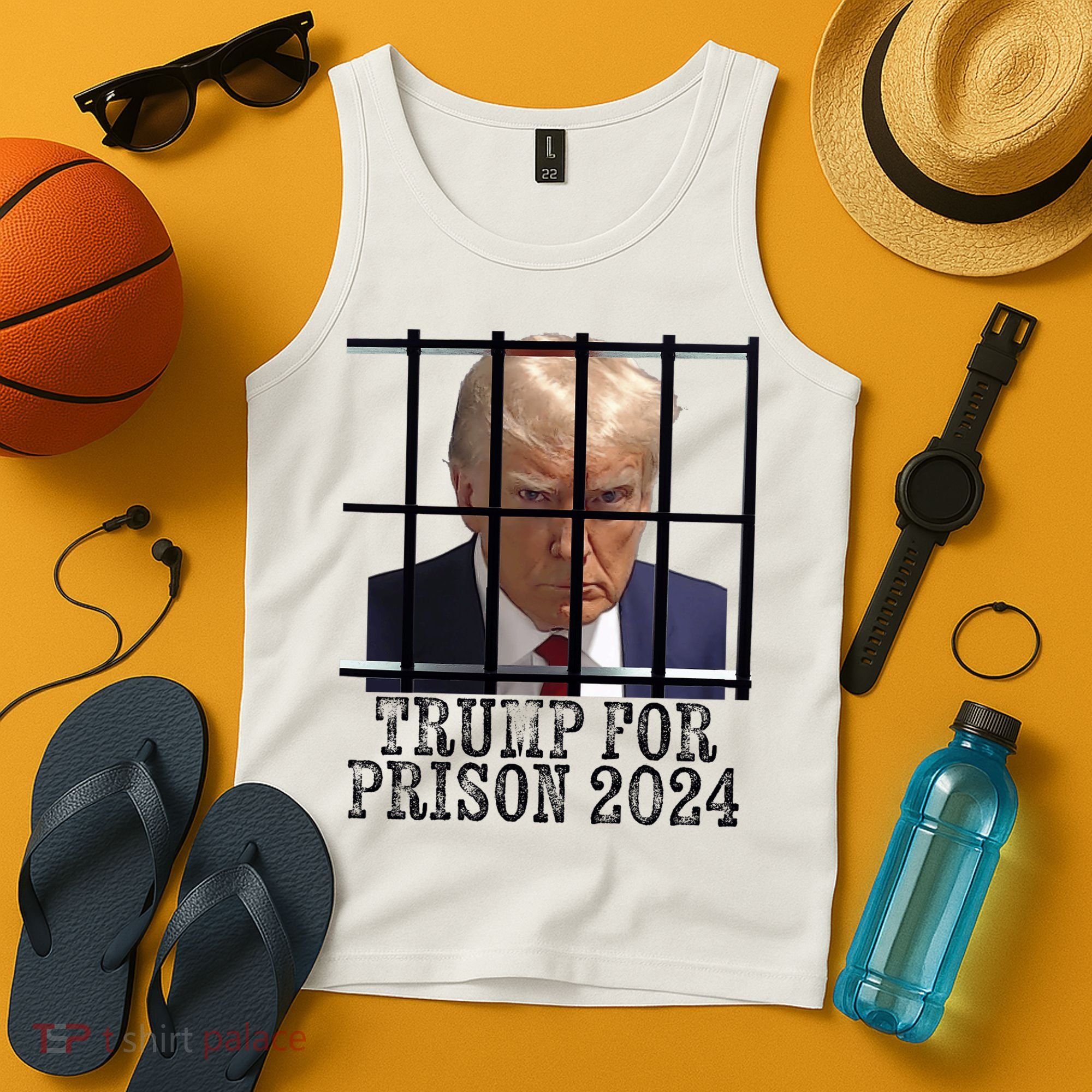 Trump For Prison 2024 Mugshot Election Parody Behind Bars Tank Top