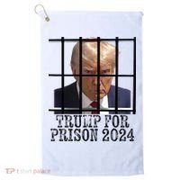Trump For Prison 2024 Mugshot Election Parody Behind Bars Golf Towel thumb 0