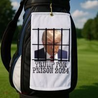 Trump For Prison 2024 Mugshot Election Parody Behind Bars Golf Towel thumb 2