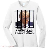 Trump For Prison 2024 Mugshot Election Parody Behind Bars Women's Long Sleeve Shirt thumb 0