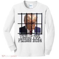 Trump For Prison 2024 Mugshot Election Parody Behind Bars Kids Long Sleeve Shirt thumb 0
