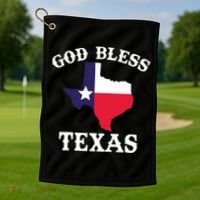 Texas Flag Patriotic Texan Pride God Bless Texas Golf Towel thumb 1